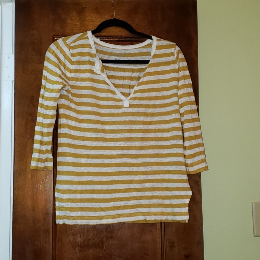Loft linen striped 3/4 sleeve tee
